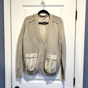 Acne Studios AW10 Beryl Patch Grey Mohair Wool & Silk Cardigan - Size S